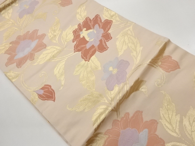 JAPANESE KIMONO / FLOWER LEAF PATTERN WEAVING NAGOYA OBI